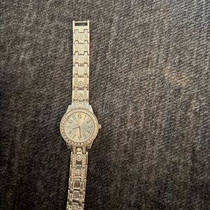 Crystal-Accent Silver Tone Ladies Watch